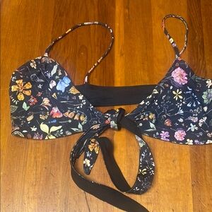 L*Space Black and Green Bikini Top